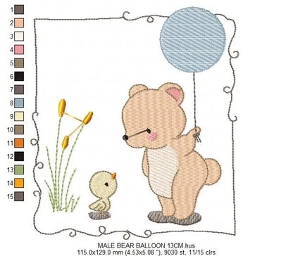 Bear embroidery designs Teddy embroidery design machine embroidery pattern girl embroidery file baby embroidery bear with birds and balloon Marcia Embroidery