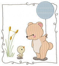 Cargar imagen en el visor de la galería, Bear embroidery designs Teddy embroidery design machine embroidery pattern girl embroidery file baby embroidery bear with birds and balloon
