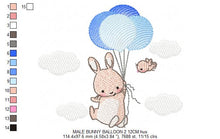 Charger l&#39;image dans la galerie, Bunny with balloons - Rabbit embroidery design machine embroidery pattern
