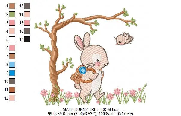 Bunny embroidery design Rabbit embroidery designs machine embroidery pattern baby embroidery file nursery embroidery rabbit with tree design Marcia Embroidery