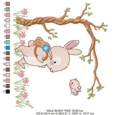 Bunny embroidery design Rabbit embroidery designs machine embroidery pattern baby embroidery file nursery embroidery rabbit with tree design Marcia Embroidery