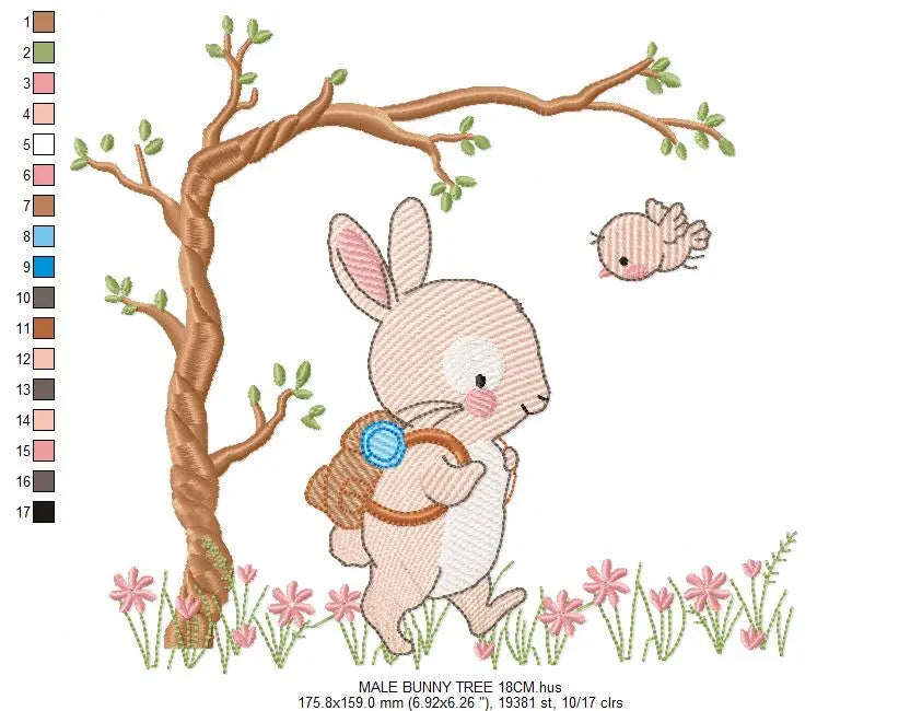 Bunny embroidery design Rabbit embroidery designs machine embroidery pattern baby embroidery file nursery embroidery rabbit with tree design Marcia Embroidery