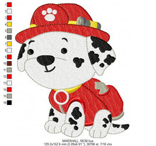 Laden Sie das Bild in den Galerie-Viewer, Paw Patrol embroidery designs - Baby boy embroidery design machine embroidery pattern - Zuma Chase Rubble Skye Marshall Ryder Rocky
