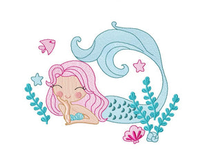 Mermaid embroidery designs - Princess embroidery design machine embroidery pattern