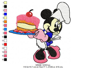 Baking Cooking Minnie embroidery design machine embroidery pattern