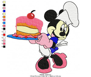 Baking Cooking Minnie embroidery design machine embroidery pattern