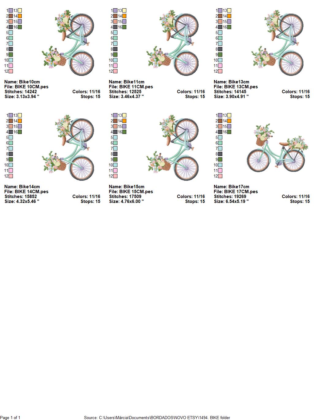 Floral Bike embroidery designs - Old Bicycle with flower basket embroidery design machine embroidery pattern - instant download jef pes dst