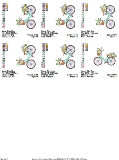 Floral Bike embroidery designs - Old Bicycle with flower basket embroidery design machine embroidery pattern - instant download jef pes dst