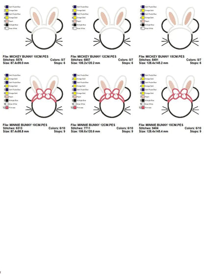 Minnie embroidery designs - Mickey embroidery design machine embroidery pattern - Minnie Bunny ears girl embroidery file - easter applique Marcia Embroidery