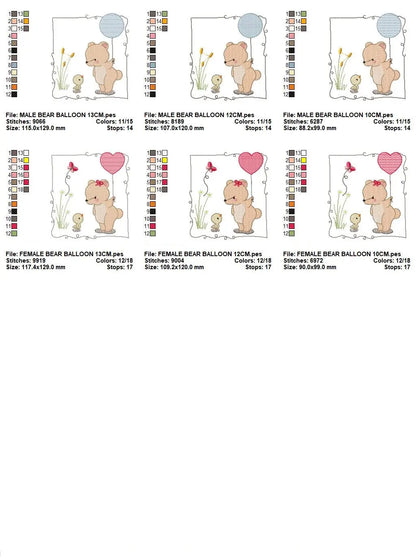 Bear embroidery designs Teddy embroidery design machine embroidery pattern girl embroidery file baby embroidery bear with birds and balloon Marcia Embroidery