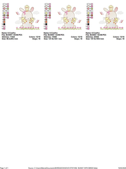 Bunny embroidery design - Rabbit embroidery designs machine embroidery pattern - Baby girl embroidery file - rabbit with flowers download - Animal