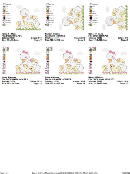 Mama Duck embroidery design - Animal embroidery designs machine embroidery pattern - boy embroidery file - baby girl embroidery instant download