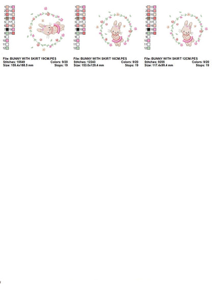 Bunny embroidery design - Rabbit embroidery designs machine embroidery pattern - baby girl embroidery file - rabbit with flower wreath - animal