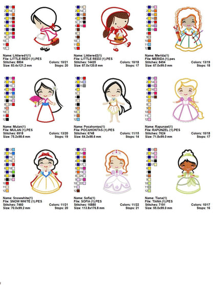 Disney Princess machine embroidery design