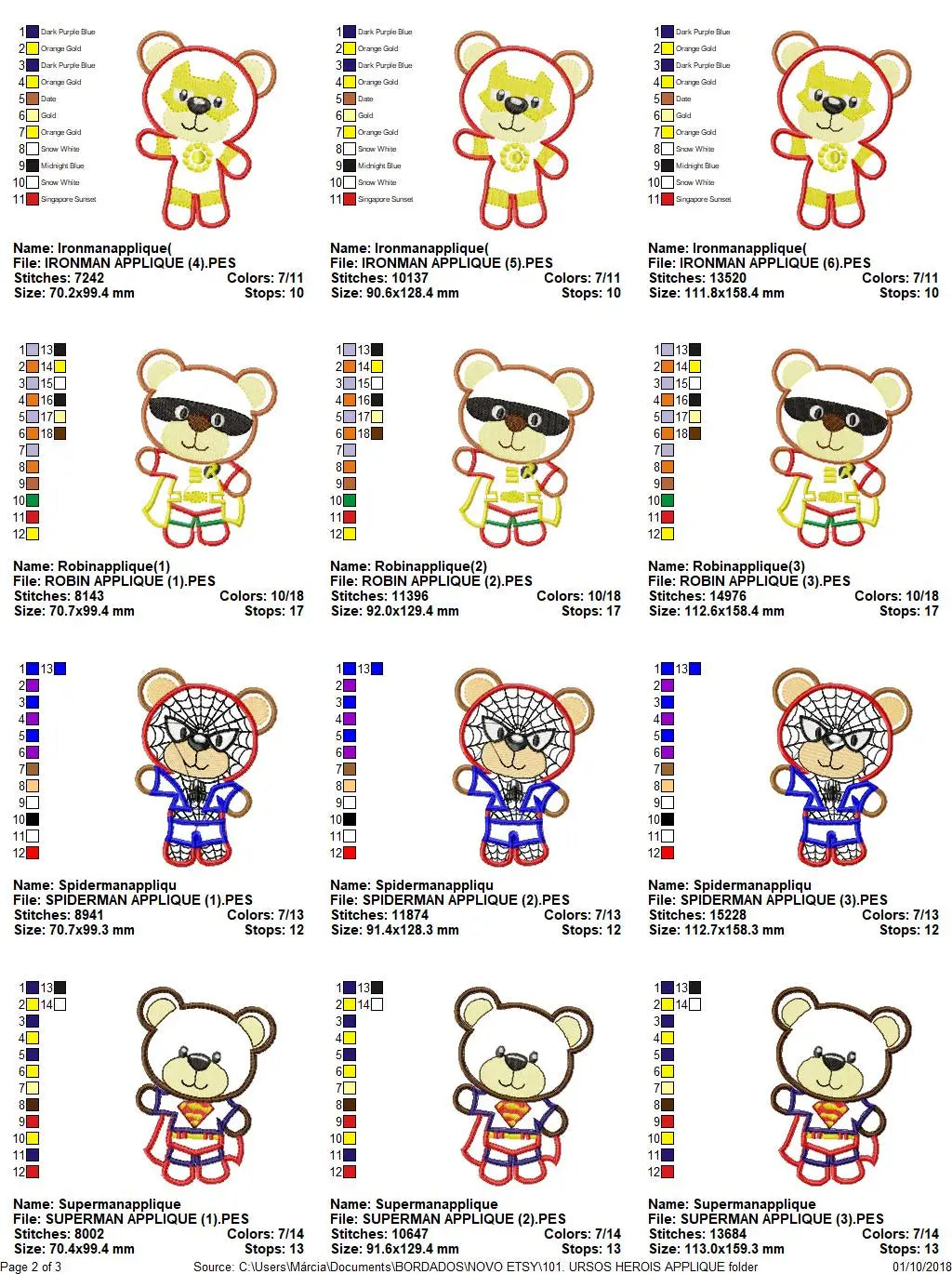 Hero Bear embroidery design machine embroidery pattern - Superman, Captain America, Spiderman, Batman, Green Lantern, Thor,  Flash,  Marvel Marcia Embroidery