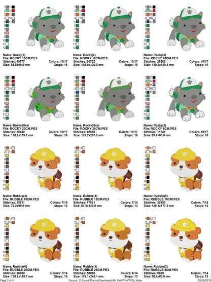 Paw Patrol embroidery designs - Baby boy embroidery design machine embroidery pattern - Zuma Chase Rubble Skye Marshall Ryder Rocky Marcia Embroidery