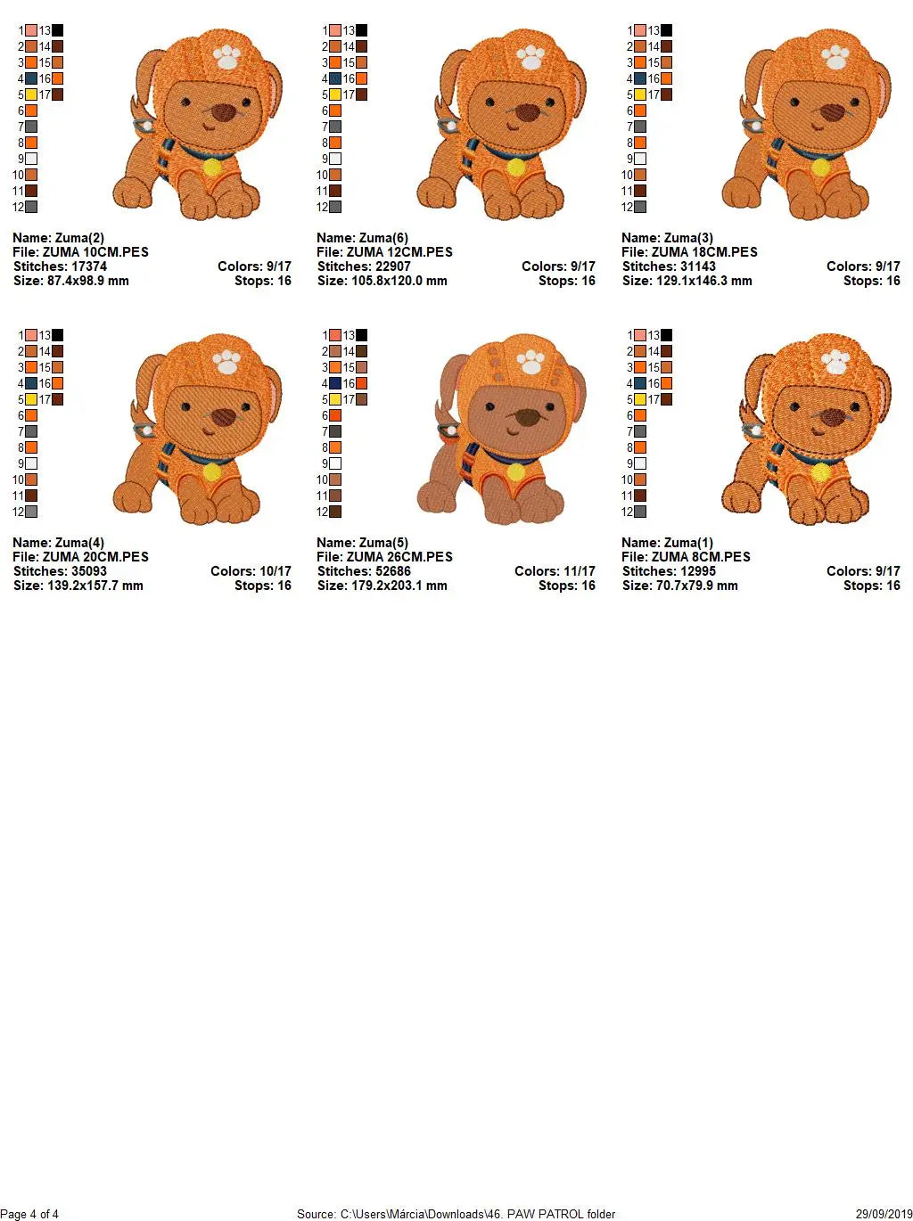 Paw Patrol embroidery designs - Baby boy embroidery design machine embroidery pattern - Zuma Chase Rubble Skye Marshall Ryder Rocky Marcia Embroidery