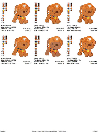 Paw Patrol embroidery designs - Baby boy embroidery design machine embroidery pattern - Zuma Chase Rubble Skye Marshall Ryder Rocky Marcia Embroidery