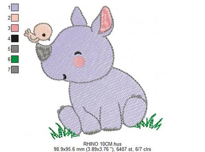Rhino embroidery design - Animal embroidery designs machine embroidery pattern - wildlife embroidery file rhino design - boy embroidery file Marcia Embroidery