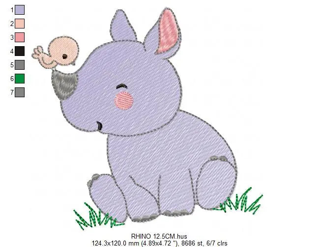 Rhino embroidery design - Animal embroidery designs machine embroidery pattern - wildlife embroidery file rhino design - boy embroidery file Marcia Embroidery