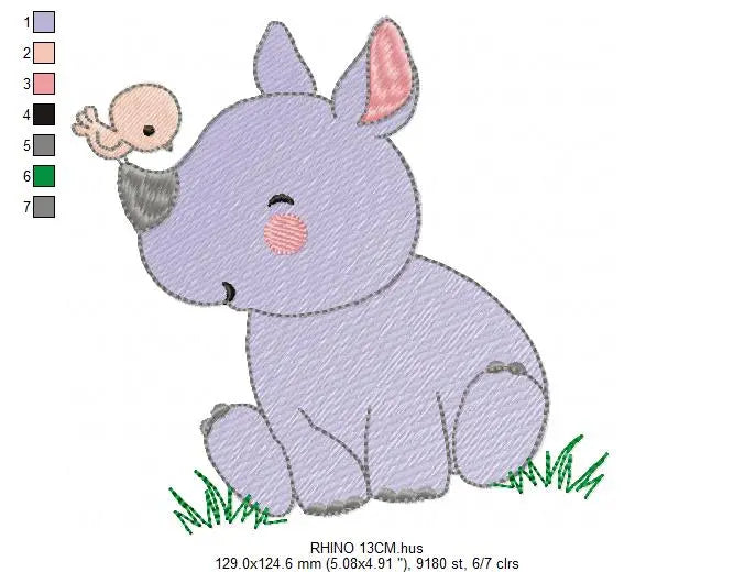 Rhino embroidery design - Animal embroidery designs machine embroidery pattern - wildlife embroidery file rhino design - boy embroidery file Marcia Embroidery