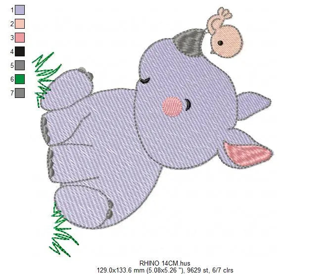 Rhino embroidery design - Animal embroidery designs machine embroidery pattern - wildlife embroidery file rhino design - boy embroidery file Marcia Embroidery