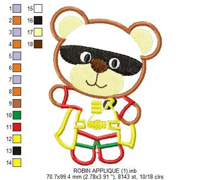 Hero Bear embroidery design machine embroidery pattern - Superman, Captain America, Spiderman, Batman, Green Lantern, Thor,  Flash,  Marvel Marcia Embroidery
