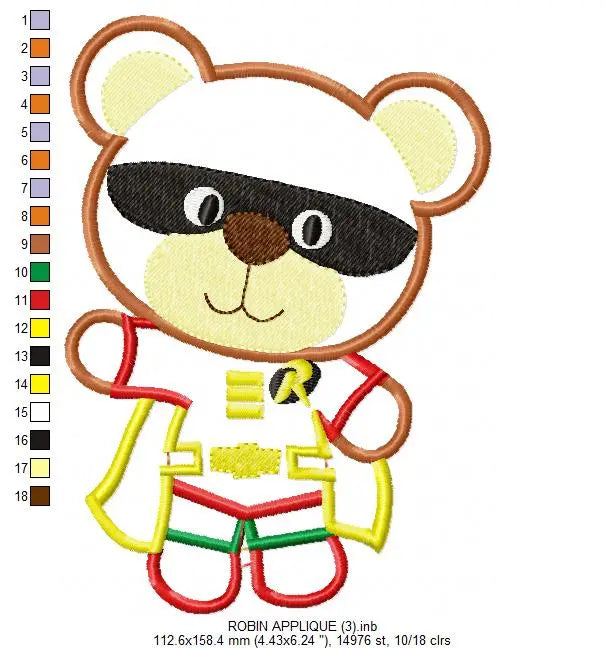 Hero Bear embroidery design machine embroidery pattern - Superman, Captain America, Spiderman, Batman, Green Lantern, Thor,  Flash,  Marvel Marcia Embroidery