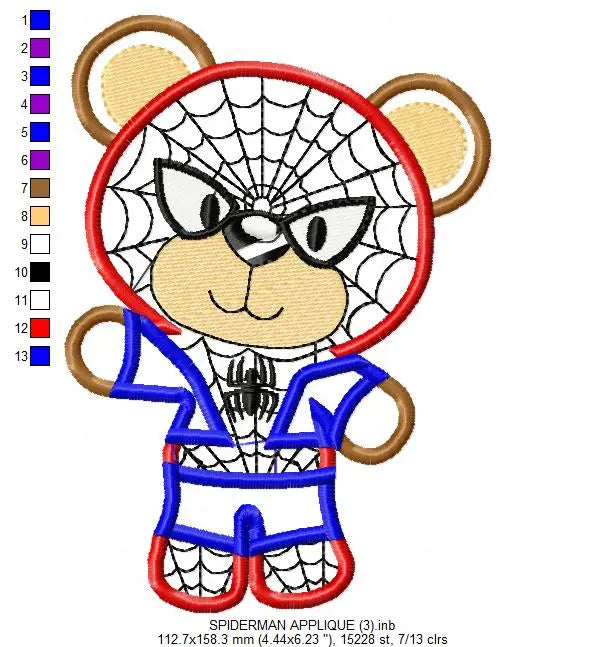 Hero Bear embroidery design machine embroidery pattern - Superman, Captain America, Spiderman, Batman, Green Lantern, Thor,  Flash,  Marvel Marcia Embroidery