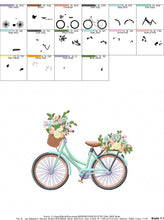 Laden Sie das Bild in den Galerie-Viewer, Floral Bike embroidery designs - Old Bicycle with flower basket embroidery design machine embroidery pattern - instant download jef pes dst
