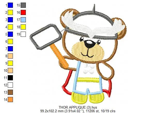 Hero Bear embroidery design machine embroidery pattern - Superman, Captain America, Spiderman, Batman, Green Lantern, Thor,  Flash,  Marvel Marcia Embroidery