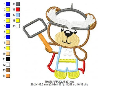 Hero Bear embroidery design machine embroidery pattern - Superman, Captain America, Spiderman, Batman, Green Lantern, Thor,  Flash,  Marvel Marcia Embroidery