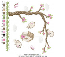 Cargar imagen en el visor de la galería, Tree with Birds embroidery design machine embroidery pattern
