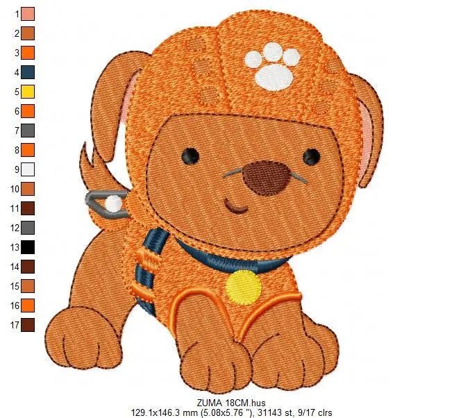 Paw Patrol embroidery designs - Baby boy embroidery design machine embroidery pattern - Zuma Chase Rubble Skye Marshall Ryder Rocky Marcia Embroidery