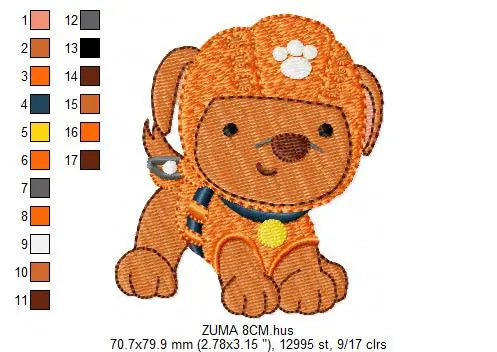 Paw Patrol embroidery designs - Baby boy embroidery design machine embroidery pattern - Zuma Chase Rubble Skye Marshall Ryder Rocky Marcia Embroidery