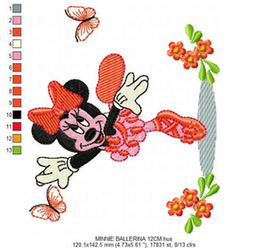 Minnie embroidery design machine embroidery pattern