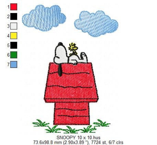 Snoopy embroidery design machine embroidery pattern