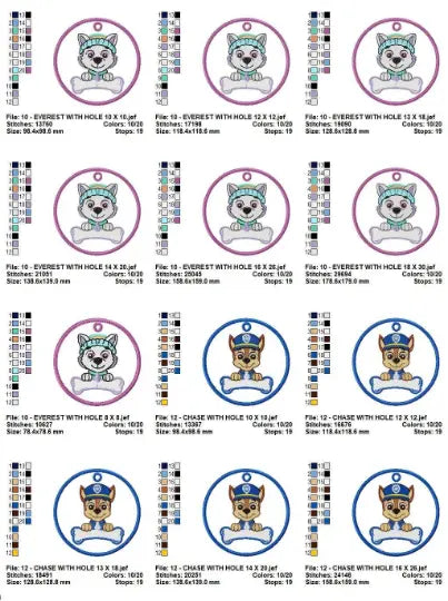 Paw Patrol embroidery designs Tag with hole embroidery design machine embroidery pattern Marcia Embroidery