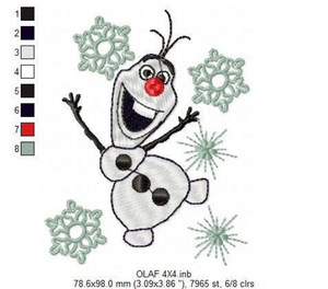 Olaf embroidery design machine embroidery pattern