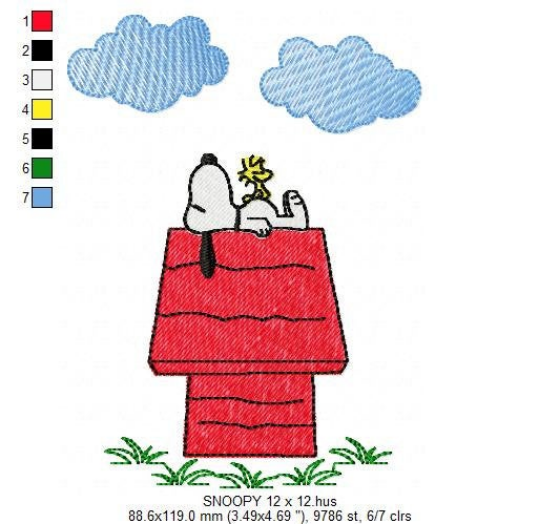 Snoopy embroidery design machine embroidery pattern