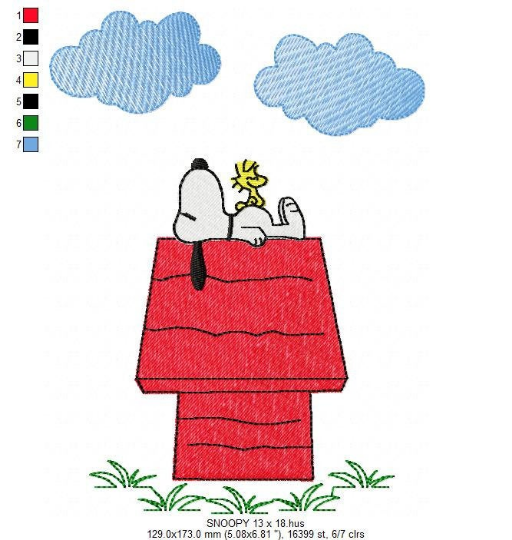 Snoopy embroidery design machine embroidery pattern