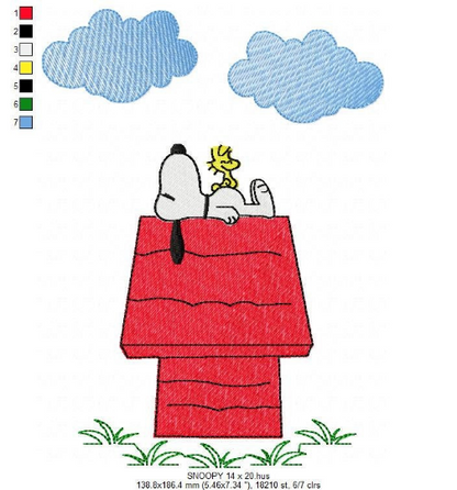 Snoopy embroidery design machine embroidery pattern