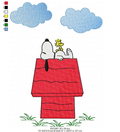 Snoopy embroidery design machine embroidery pattern