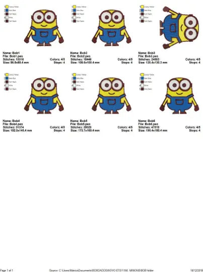 Minion set embroidery design machine embroidery pattern Marcia Embroidery