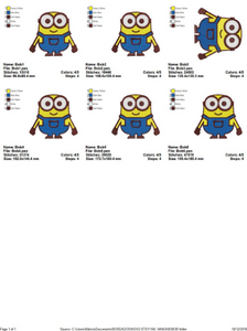 Minion set embroidery design machine embroidery pattern