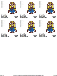 Minion set embroidery design machine embroidery pattern