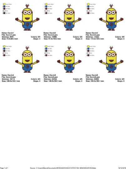 Minion set embroidery design machine embroidery pattern Marcia Embroidery