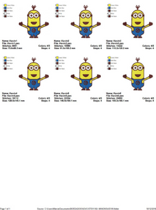 Minion set embroidery design machine embroidery pattern