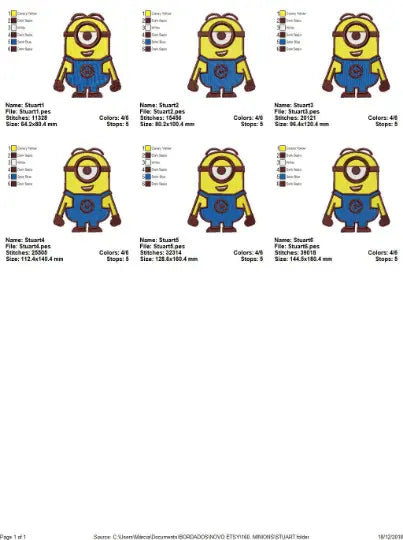 Minion set embroidery design machine embroidery pattern Marcia Embroidery