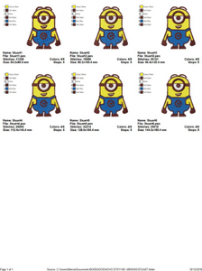 Minion set embroidery design machine embroidery pattern